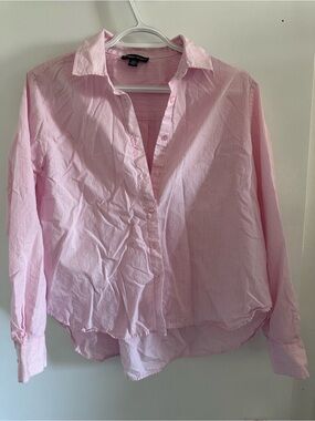 Light Pink Striped Button-Down Blouse